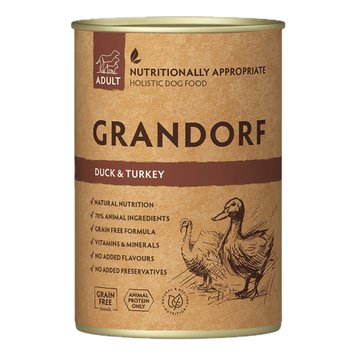 Влажный корм для собак Grandorf DUCK & TURKEY с уткой и индейкой 400 г 32817 фото, изображение