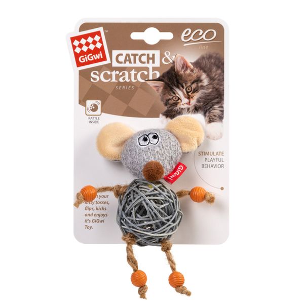 Игрушка для котов мышка с колокольчиком GiGwi Catch&Scratch 8 см 26888 фото, изображение