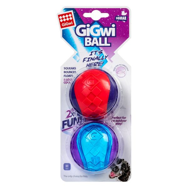 Игрушка для собак два мяча с пищалкой GiGwi Ball 6 см 26838 фото, изображение