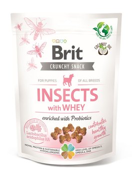 Лакомства для цуценят Brit Care Dog Crunchy Cracker Puppy для роста насекомые, сыворотка и пробиотики 200 г 31980 фото, изображение