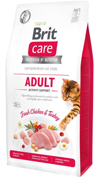 Сухой корм Brit Care Cat GF Adult Activity Support для кошек, живущих на улице, индейка и курица, 7 кг 28765 фото, изображение