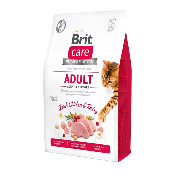 Сухий корм Brit Care Cat GF Adult Activity Support для котів, які живуть на вулиці, індичка та курка, 2 кг 28766 фото, зображення