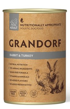 Вологий корм для собак Grandorf RABBIT & TURKEY з м'ясом кроля та індичкою 400 г 32820 фото, зображення