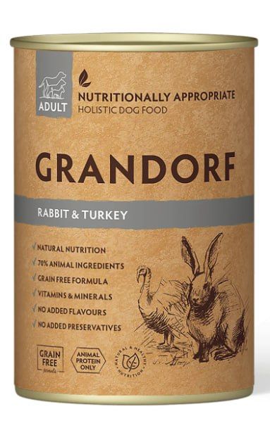 Влажный корм для собак Grandorf RABBIT & TURKEY с мясом кроля и индейкой 400 г 32820 фото, изображение