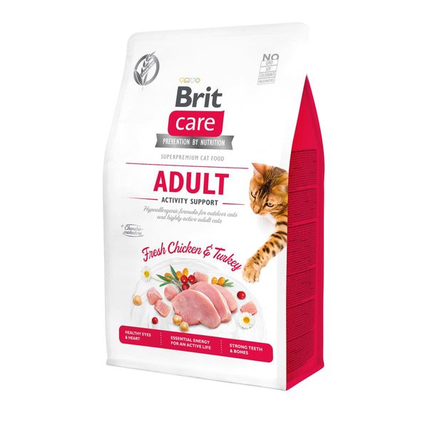 Сухий корм Brit Care Cat GF Adult Activity Support для котів, які живуть на вулиці, індичка та курка, 400 г 28767 фото, зображення