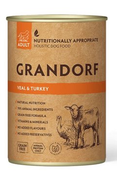 Вологий корм для собак Grandorf VEAL & TURKEY ADULT з телятиною та індичкою 400 г 32821 фото, зображення