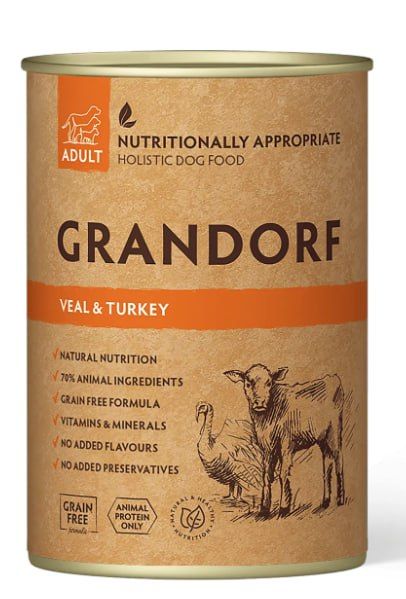 Вологий корм для собак Grandorf VEAL & TURKEY ADULT з телятиною та індичкою 400 г 32821 фото, зображення