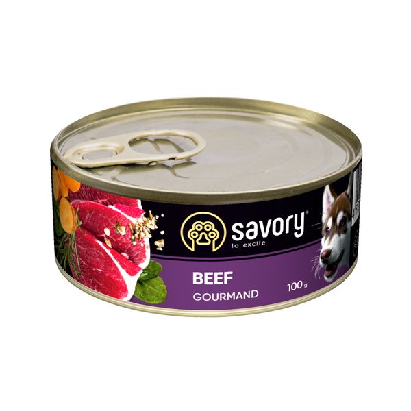 Влажный корм для собак Savory Dog Gourmand Beef с говядиной 100 г 28578 фото, изображение