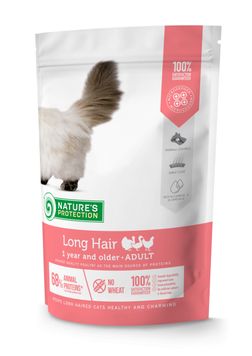 Сухой корм для взрослых кошек с длинной шерстью Nature's Protection Long hair 400г 33149 фото, изображение