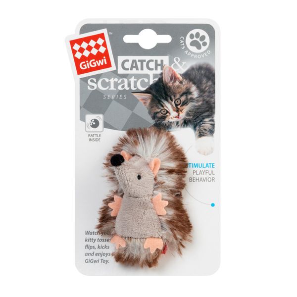 Игрушка для котов ежик с погремушкой GiGwi Catch&scratch 7 см 26843 фото, изображение