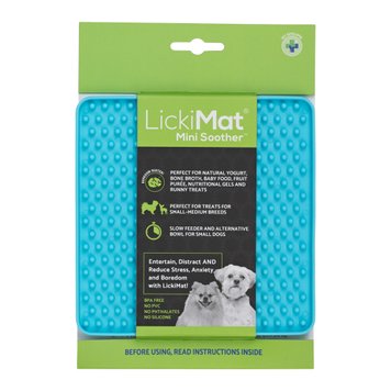 Лизальний килимок антистрес для маленьких собак собак LickiMat Mini Soother Turquoise, м'яка основа 30310 фото, зображення