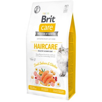 Сухий корм Brit Care Cat GF Haircare Healthy & Shiny Coat для котів, догляд за шкірою і шерстю, лосось та курка, 7 кг 28771 фото, зображення