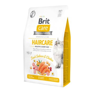 Сухий корм Brit Care Cat GF Haircare Healthy & Shiny Coat для котів, догляд за шкірою і шерстю, лосось та курка, 2 кг 28772 фото, зображення