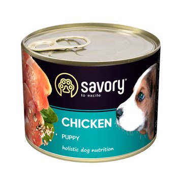 Влажный полнорационный корм для щенков Savory Dog All breeds Puppy Chicken с курицей 200 г 28575 фото, изображение