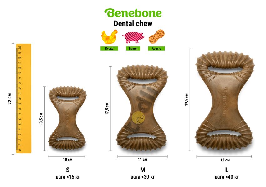 Жевательные игрушки для собак Benebone Dental Chew Chicken S курица 28194 фото, изображение