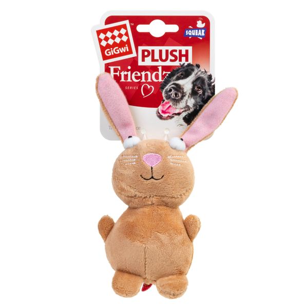 Игрушка для собак кролик с пищалкой GiGwi Plush 16 см 26848 фото, изображение