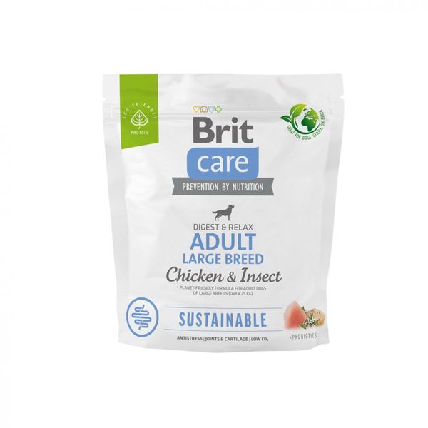 Сухий корм Brit Care Dog Sustainable Adult Large Breed для собак великих порід, з куркою та комахами, 1 кг 28921 фото, зображення