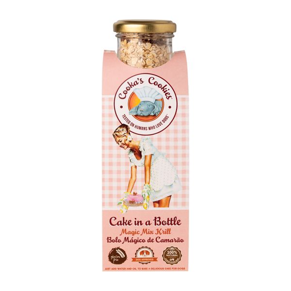 Натуральная смесь для приготовления праздничного торта для собак Cooka's Cookies Cake In Bottle с Креветкой 320 г 32582 фото, изображение