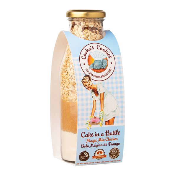 Натуральная смесь для приготовления праздничного торта для собак Cooka's Cookies Cake In Bottle с Курицей 320 г 32583 фото, изображение