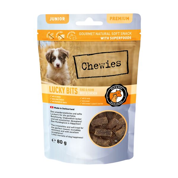 Натуральные лакомства из Говядины и Курицы Chewies Lucky Bits для щенков 80 г 32170 фото, изображение