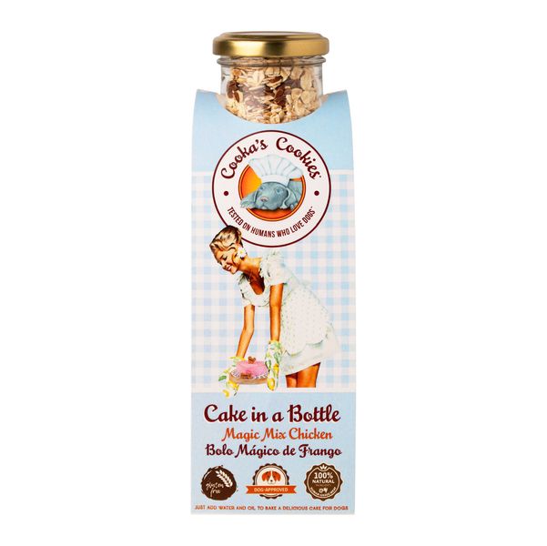 Натуральна суміш для приготування святкового торту для собак Cooka's Cookies Cake In Bottle з Куркою 320 г 32583 фото, зображення