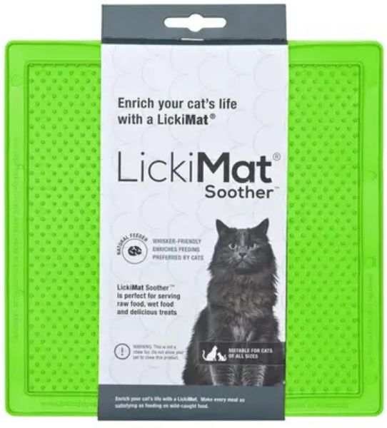 Лизательный коврик антистресс для котов LickiMat Soother Green Cat, мягкая основа 27778 фото, изображение