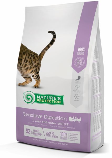 Сухой корм для взрослых кошек с чувствительным пищеварением Nature's Protection Sensitive Digestion 2кг 33165 фото, изображение