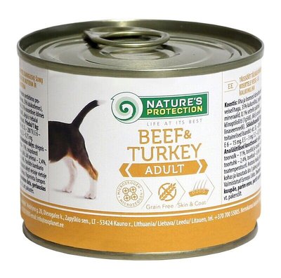 Вологий корм для дорослих собак усіх порід Nature's Protection Adult з яловичиною та індичкою 200 г 28521 фото, зображення