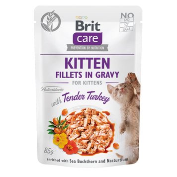 Влажный корм Brit Care Cat Pouch для котят, филе в соусе, нежная индейка, 85 г 28673 фото, изображение