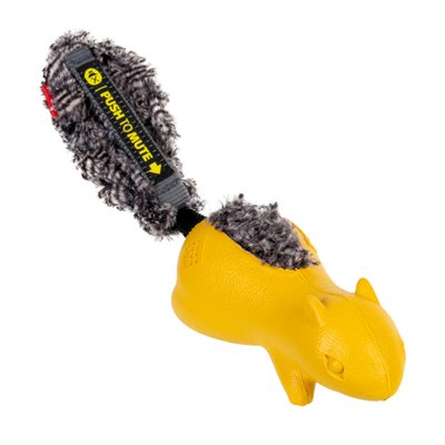Іграшка для собак білка з відключаємою пискавкою GiGwi Push to mute 30 см жовтий 26831 фото, зображення