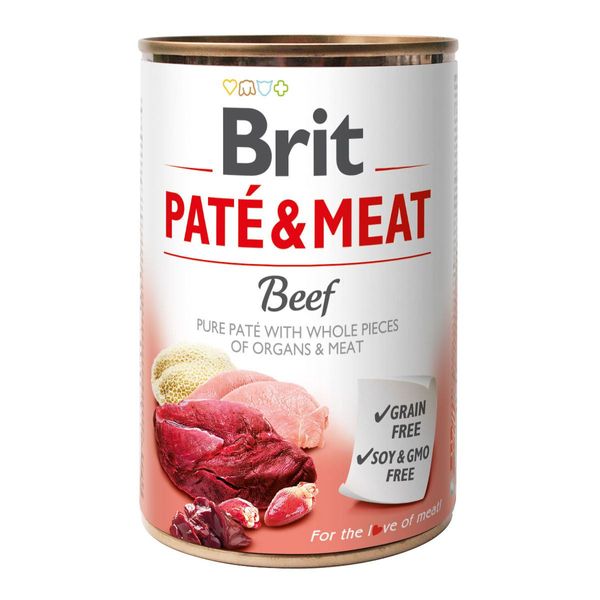 Вологий корм Brit Care Pate & Meat для собак, з яловичиною та індичкою, 400 г 28723 фото, зображення