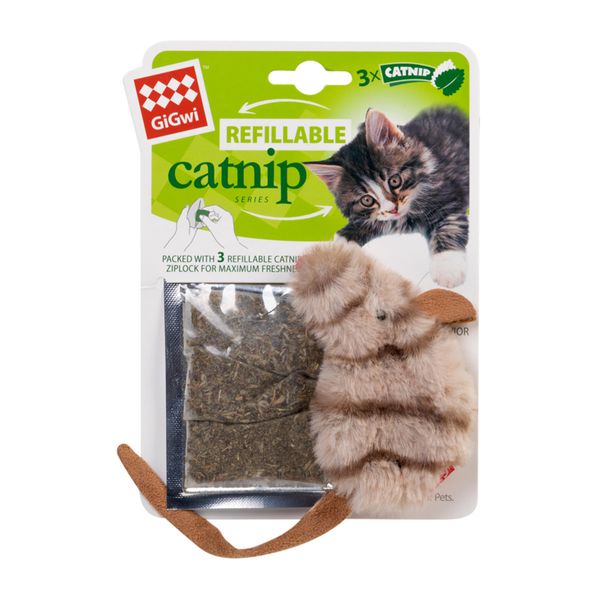 Игрушка для котов мышка с кошачей мятой GiGwi Catnip 10 см 26860 фото, изображение