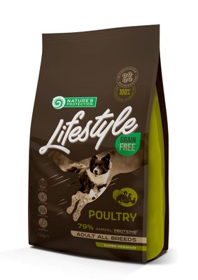 Сухий беззерновий корм для собак усіх порід Nature's Protection Lifestyle Grain Free З птицею 1,5 кг 31959 фото, зображення