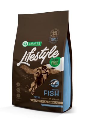 Сухий беззерновий корм для собак усіх порід Nature's Protection Lifestyle Grain Free Біла риба 1,5 кг 31961 фото, зображення