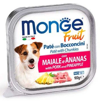 Вологий корм для собак Monge Dog Wet Fruit свинина з ананасом 100 г 32081 фото, зображення