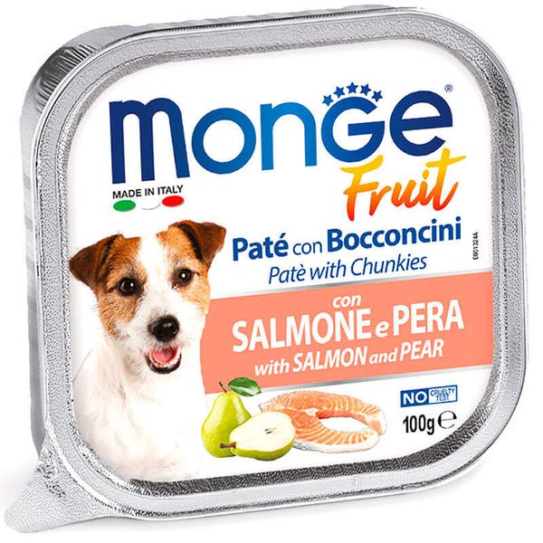 Влажный корм для собак Monge Dog Wet Fruit лосось с грушей 100 г 32083 фото, изображение