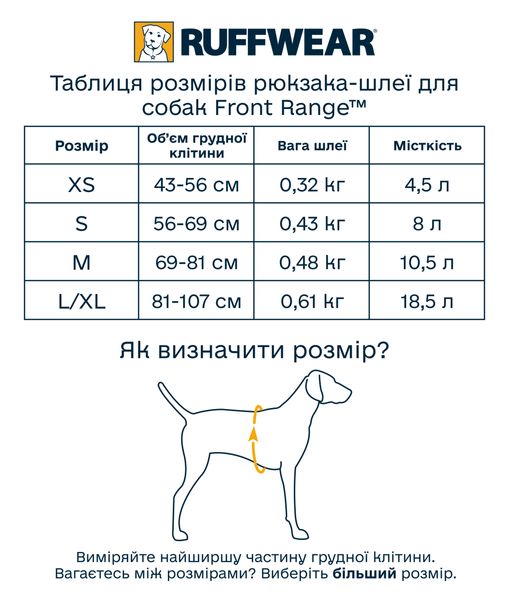 Шлейка-рюкзак для собак Ruffwear Front Range™ XS Сірий 30977 фото, зображення