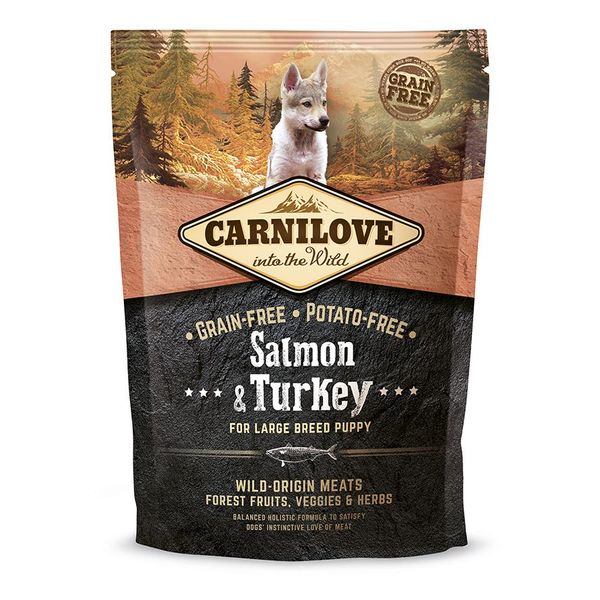 Сухий корм для цуценят великих порід Carnilove Salmon & Turkey з лососем та індичкою 1,5 кг 29030 фото, зображення