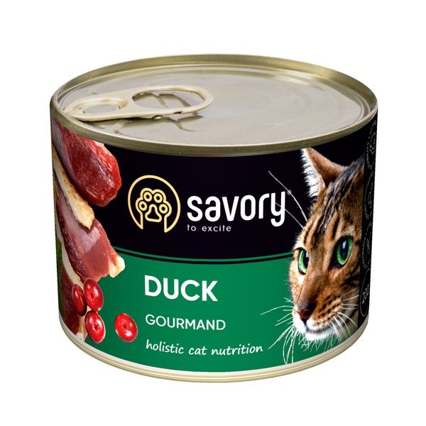 Влажный корм для привередливых кошек Savory Can Adult Duck с уткой 200 г 32884 фото, изображение