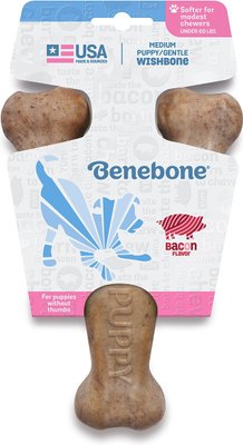 Жувальні іграшки для цуценят Benebone Puppy Wishbone Bacon M бекон 27976 фото, зображення