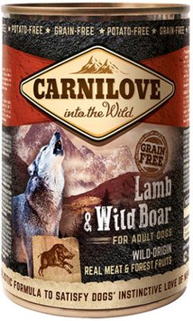 Вологий корм для собак Carnilove Lamb & Wild Boar з ягнятком та кабаном 400 г 28553 фото, зображення