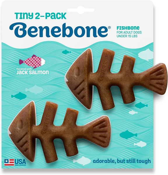 Набір двох жувальних іграшок для собак Benebone 2-Pack Fishbone Tiny риба 27978 фото, зображення