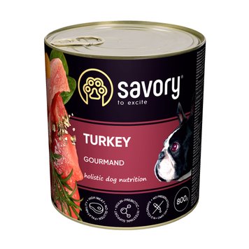 Влажный полнорационный корм для взрослых собак Savory Dog Gourmand Turkey с индейкой 800 г 28559 фото, изображение