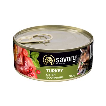 Вологий корм для кошенят Savory Kitten Turkey з індичкою 100 г 32839 фото, зображення