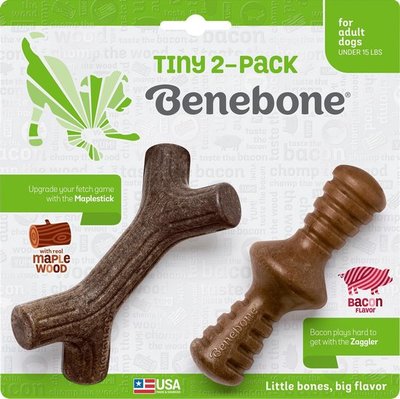 Набір двох жувальних іграшок для собак Benebone 2-Pack Maplestick/Zaggler Bacon Tiny бекон 27980 фото, зображення