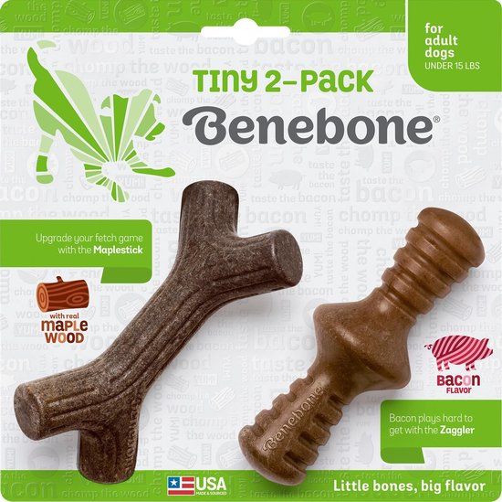 Набір двох жувальних іграшок для собак Benebone 2-Pack Maplestick/Zaggler Bacon Tiny бекон 27980 фото, зображення