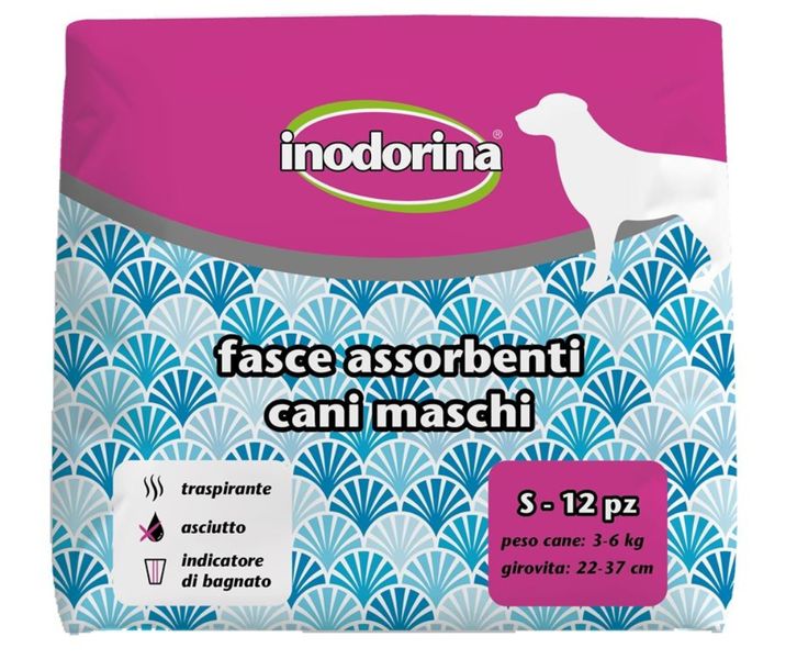 Поглинаючі підгузки для собак Inodorina Fasce Assorbenti S 12 шт. 32091 фото, зображення