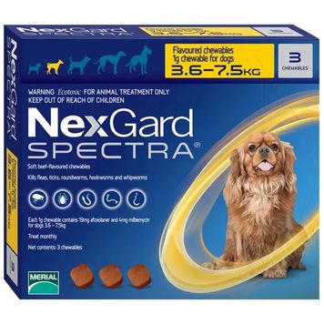 NexGard Spectra таблетка от блох, клещей, глистов 3.5-7.5кг (S) (1 таблетка) 28021 фото, изображение