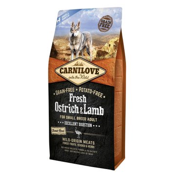 Сухий корм для собак маленьких порід Carnilove Fresh Ostrich and Lamb зі страусем та ягням 6 кг 29039 фото, зображення