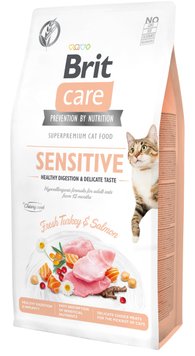 Сухой корм Brit Care Cat GF Sensitive HDigestion & Delicate Taste для кошек с чувствительным пищеварением, индейка и лосось, 7 кг 28753 фото, изображение